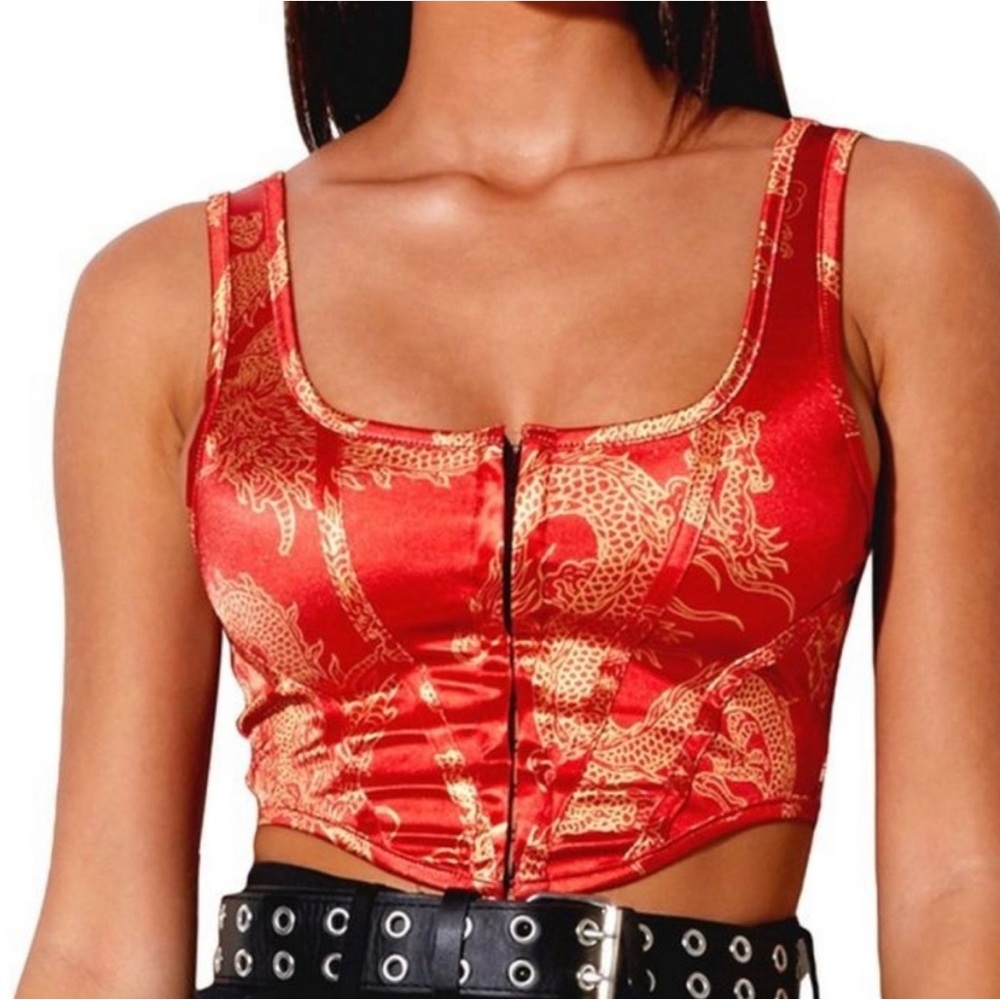 Mixed threads Dragon bustier crop top red yellow - Picture 1 of 3